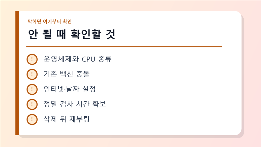 안 될 때 확인할 것 점검 이미지